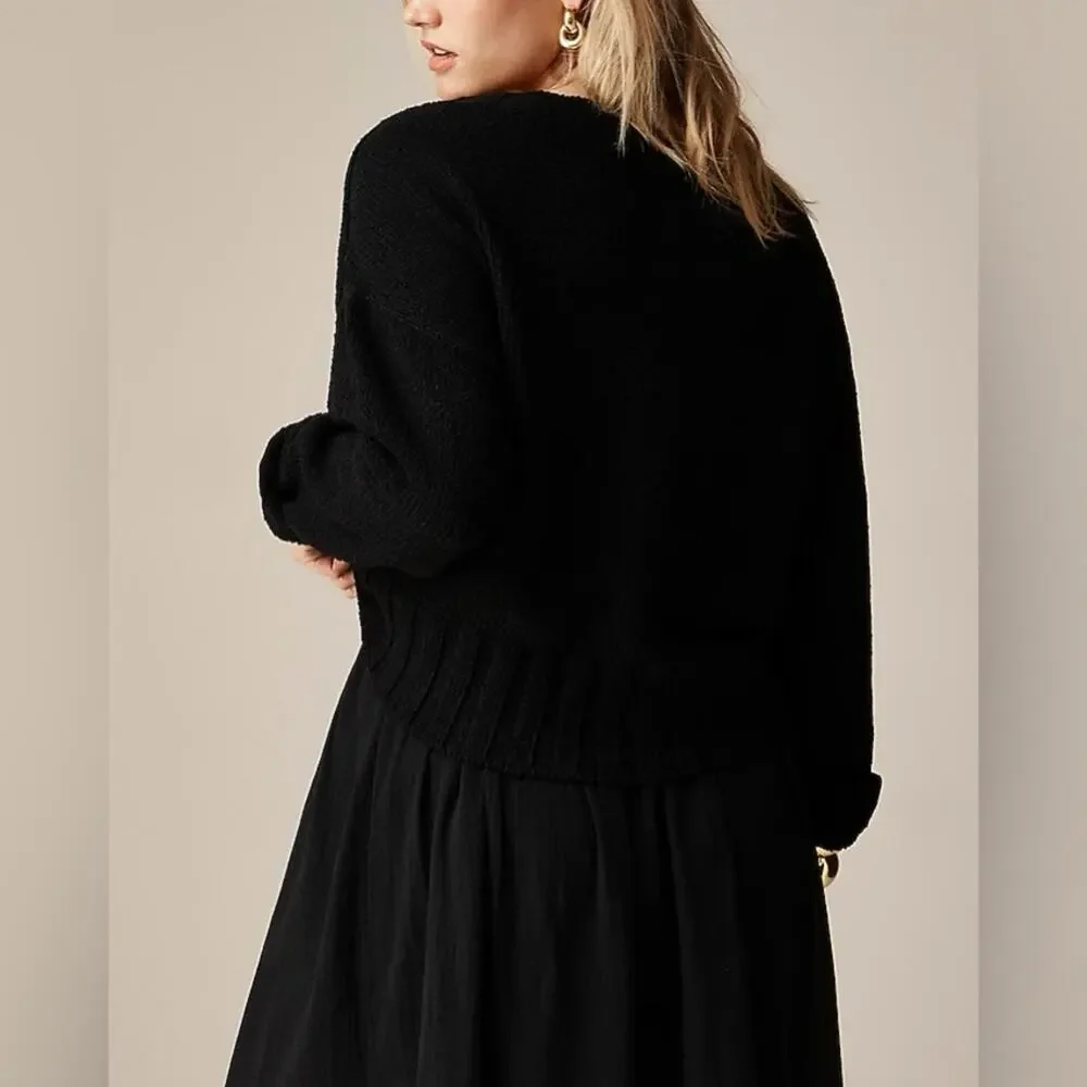 J.CREW Cotton Turtleneck Sweater Black Chunky Knit Ribbed Cuff Hem Soft XXS NEW